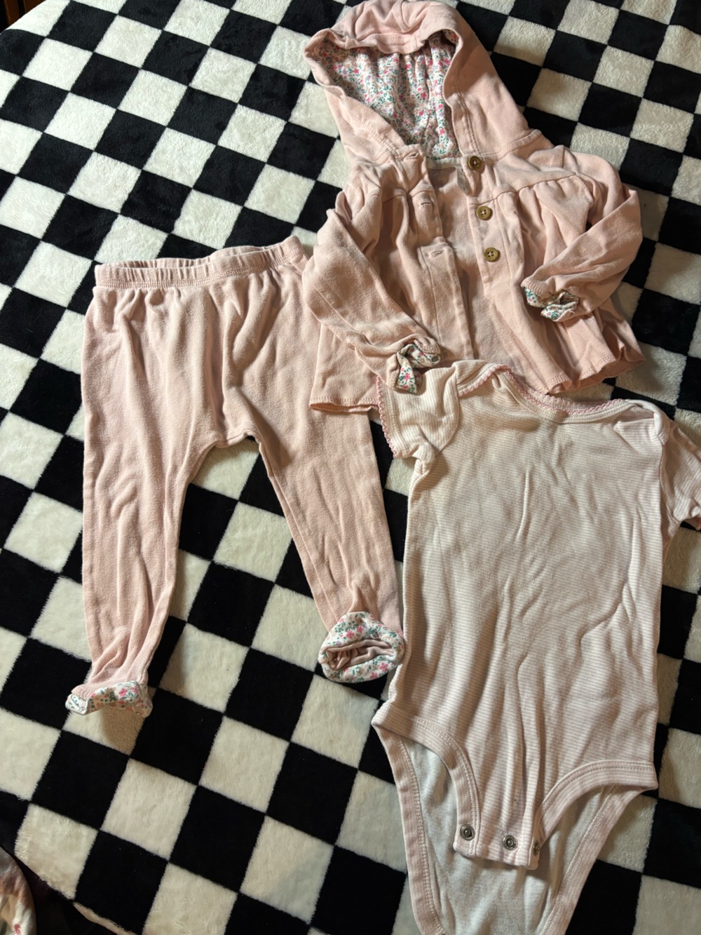 6/12 month carters baby pink 3pc set